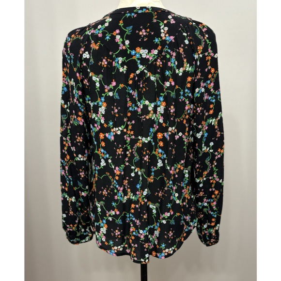 Anthrpologie Maeve Black Floral Blouse Sz 8 Button Down - Picture 4 of 13